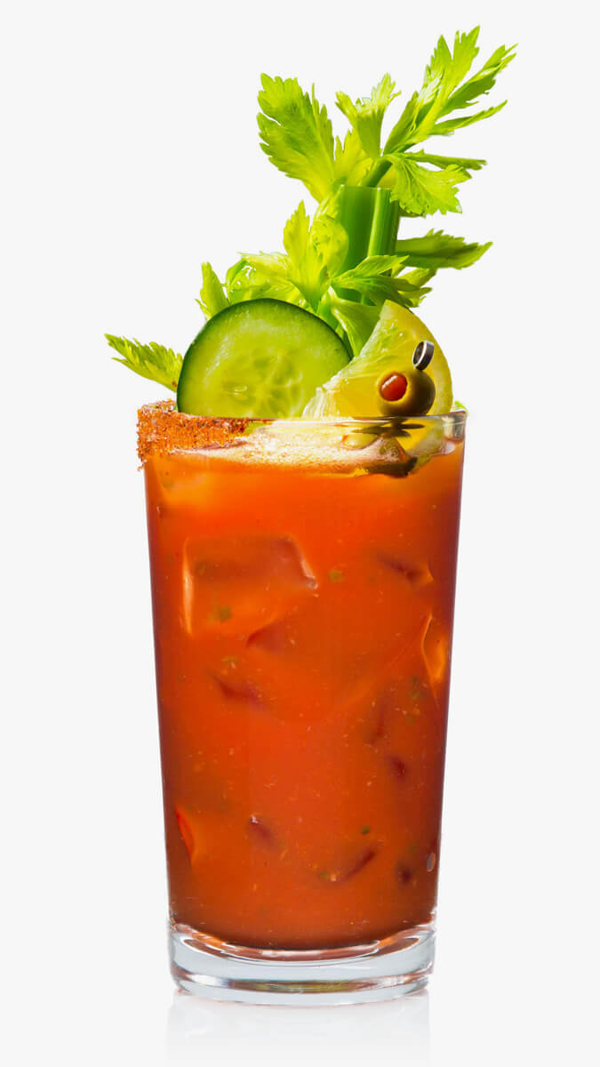 Bloody mary beer with EFFEN Cucumber Vodka, tomatoes, celery, pepper, Tabasco, lime and beer.