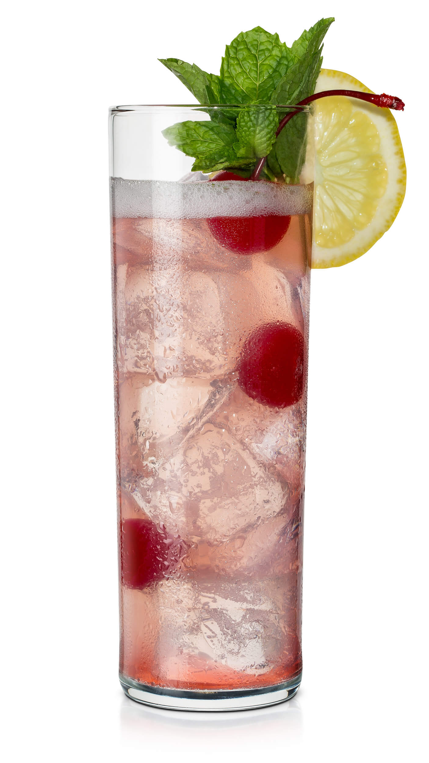 Cherry vodka sour with EFFEN Black Cherry Vodka: lemon sour, creanberry juice and sparkling water.