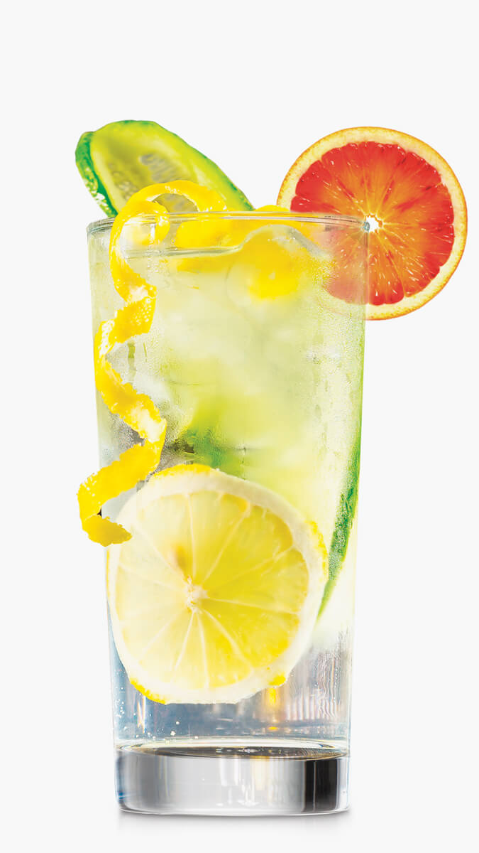 Cucumber Collins with EFFEN Cucumber: citrusy, with sour mix, soda water and a cucumber wheel.