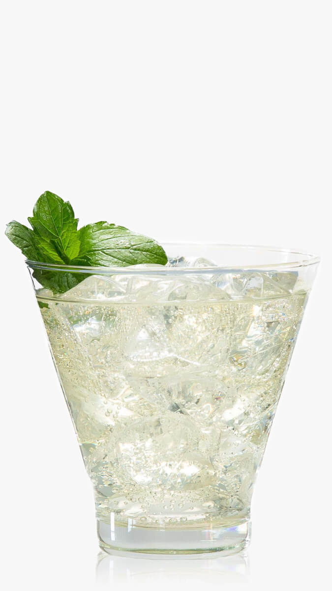 Cucumber lime vodka with EFFEN Cucumber Vodka, lime juice, club soda, mint leaves & a dash bitters.