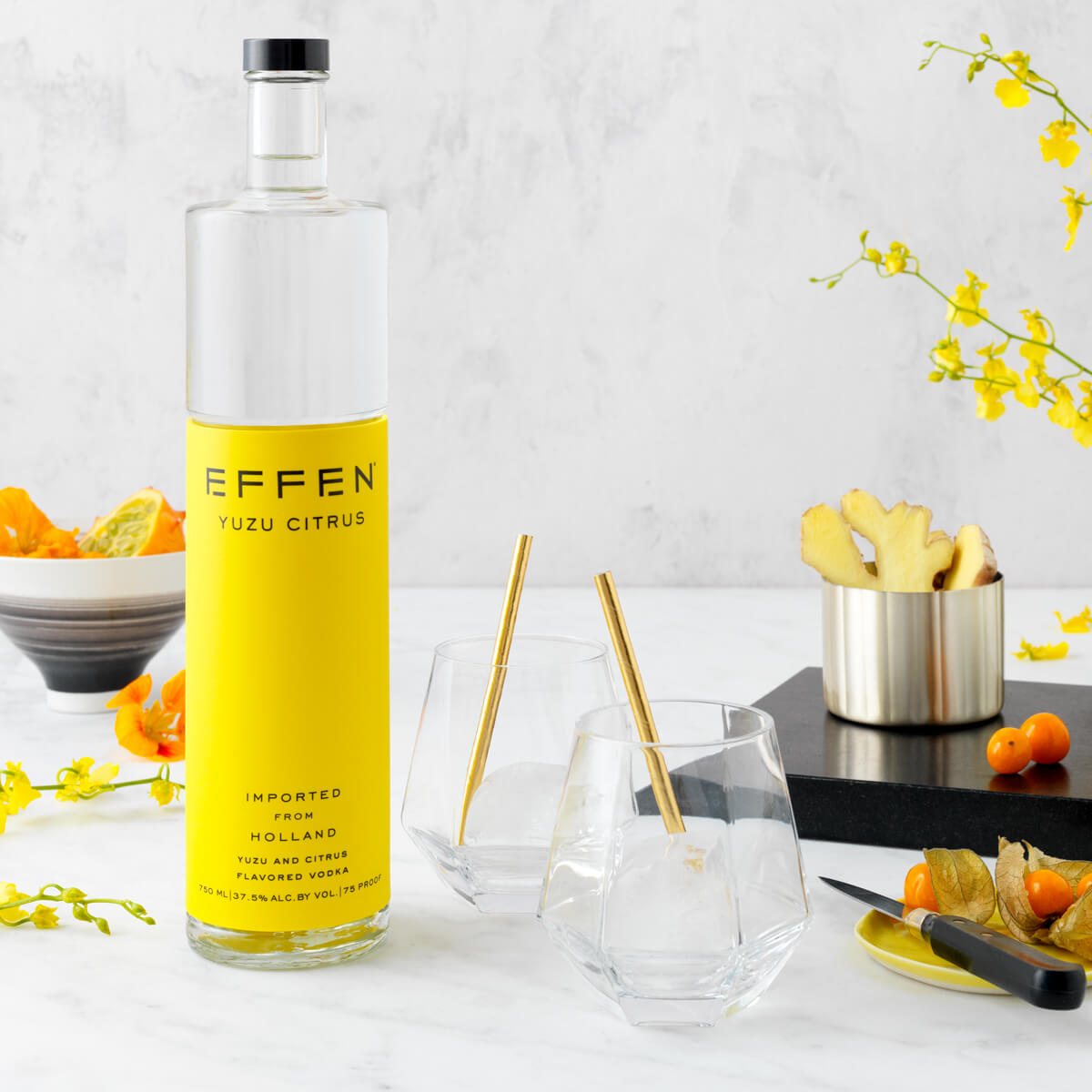 Citrus yuzu vodka for magical nights EFFEN Citrus Vodka with Yuzu for magical nights.