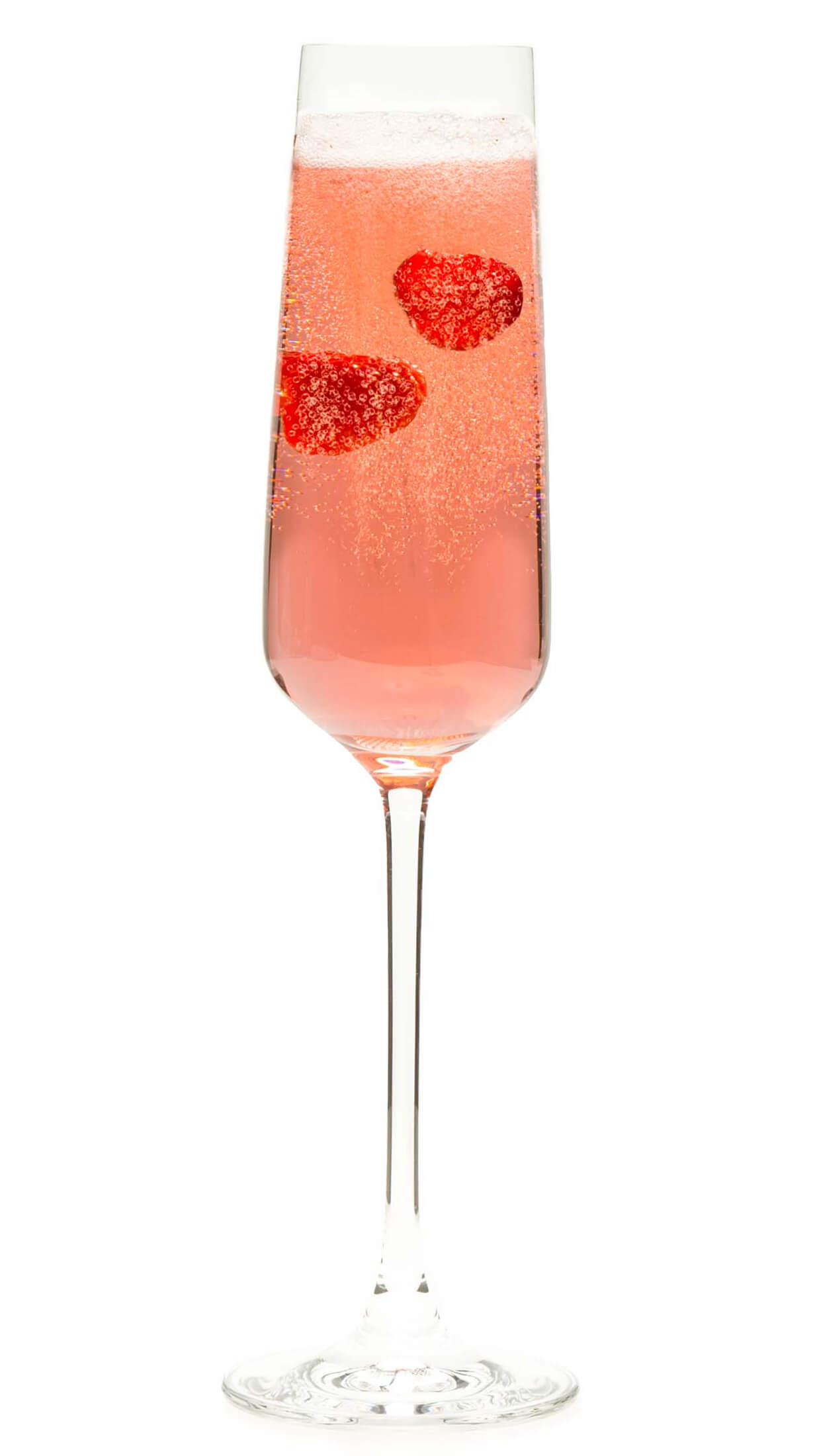 Vodka champagne cocktail with EFFEN Black Cherry: vodka, champagne and raspberry liqueur.